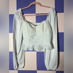 NWT BOG Collective Dreamy Long Sleeve White Crop Boho Top - Size S